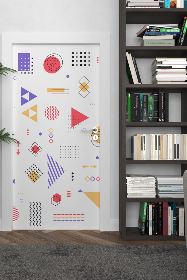 math-class-door-art-8582-02 Soyut Geometrik Desenli Kapı Giydirme 8582