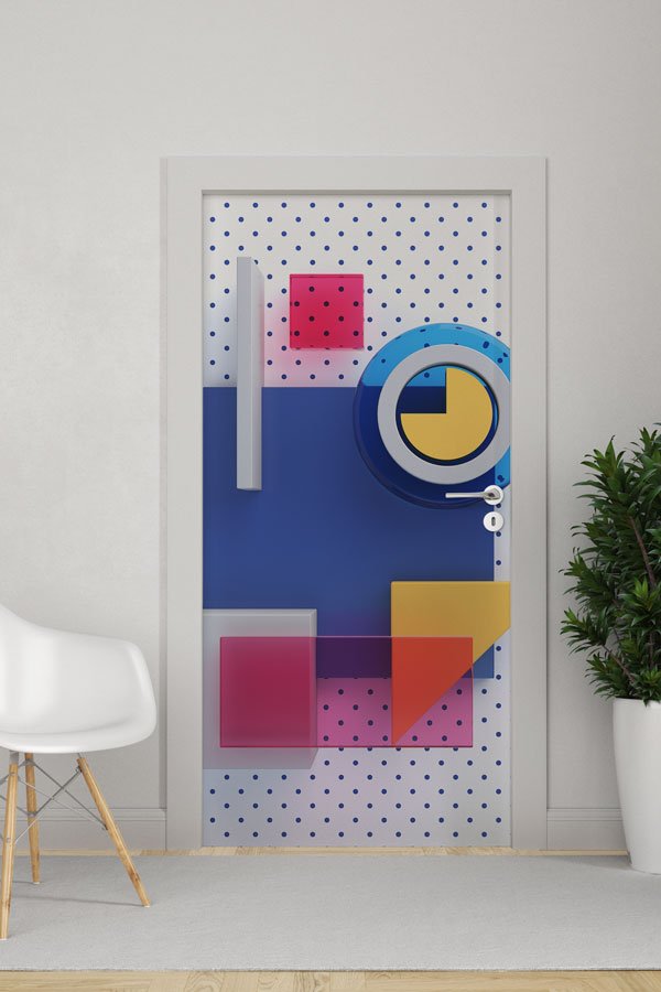 3 Boyutlu Görünümlü Geometrik Kapı Giydirme 8584