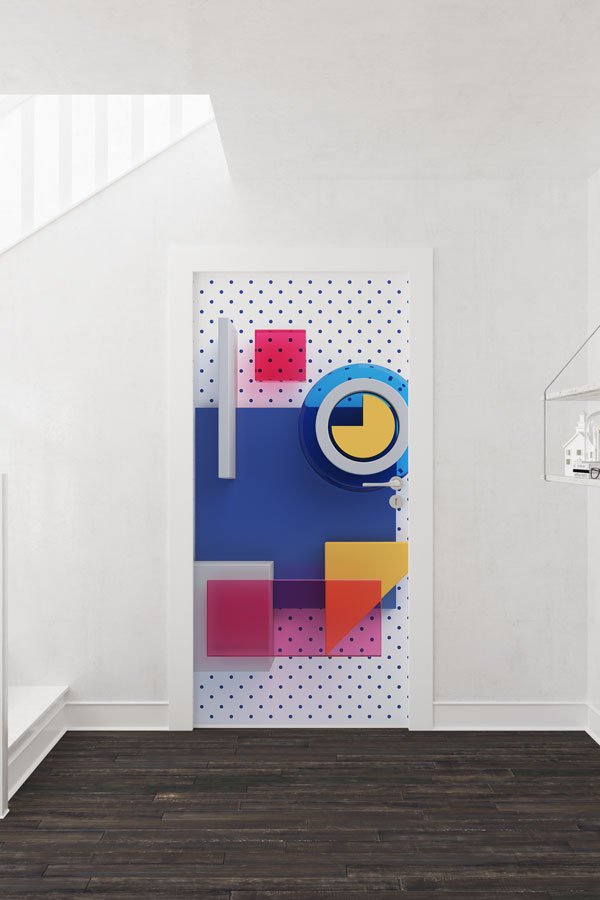 3 Boyutlu Görünümlü Geometrik Kapı Giydirme 8584