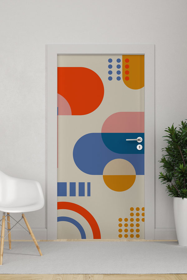 Renkli Geometrik Matematik Kapı Giydirme 8646