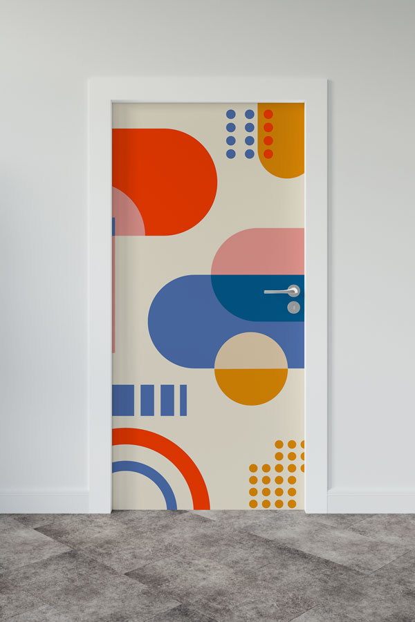 Renkli Geometrik Matematik Kapı Giydirme 8646