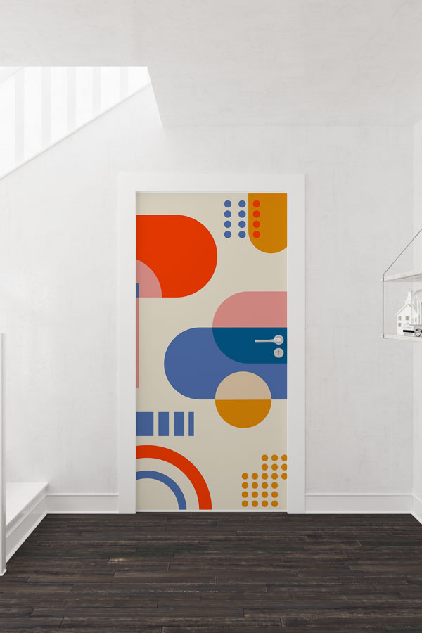 Renkli Geometrik Matematik Kapı Giydirme 8646