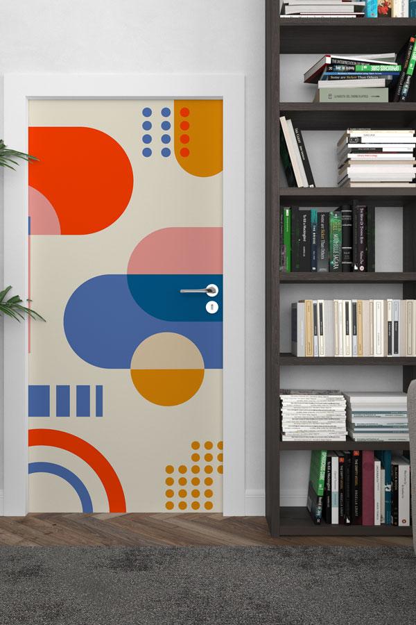 Renkli Geometrik Matematik Kapı Giydirme 8646