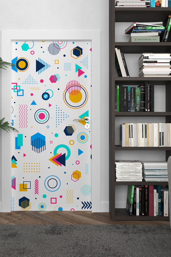 Çok Renkli Geometrik Şekillerle Kapı Giydirme 8583