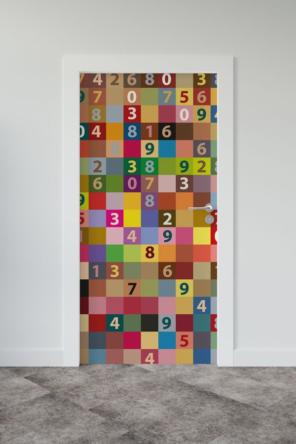 Piksel Desenli Rakamlar Kapı Giydirme 8593