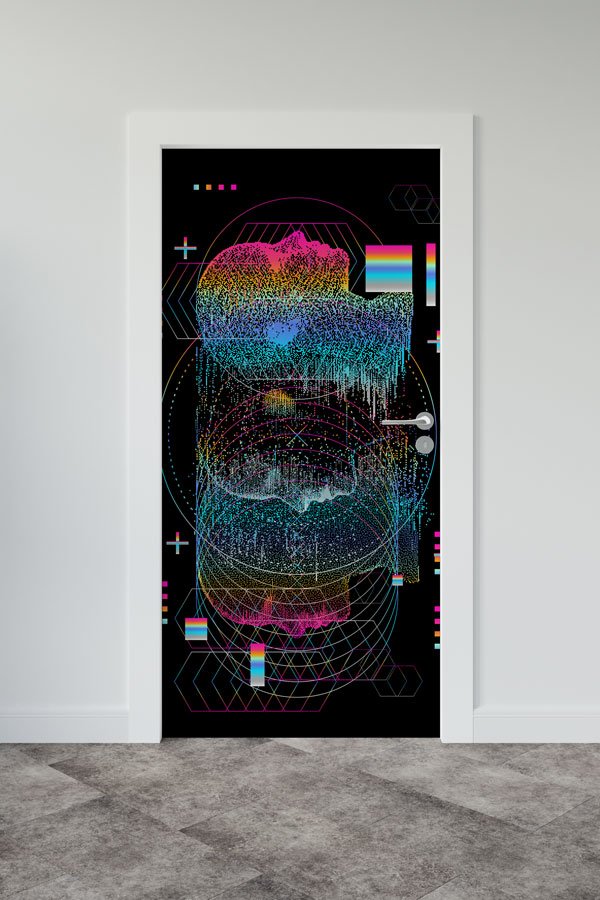 Soyut Dijital Yüz ve Geometrik Ağlar Temalı Matematik/Bilim Sınıf Kapısı 8608