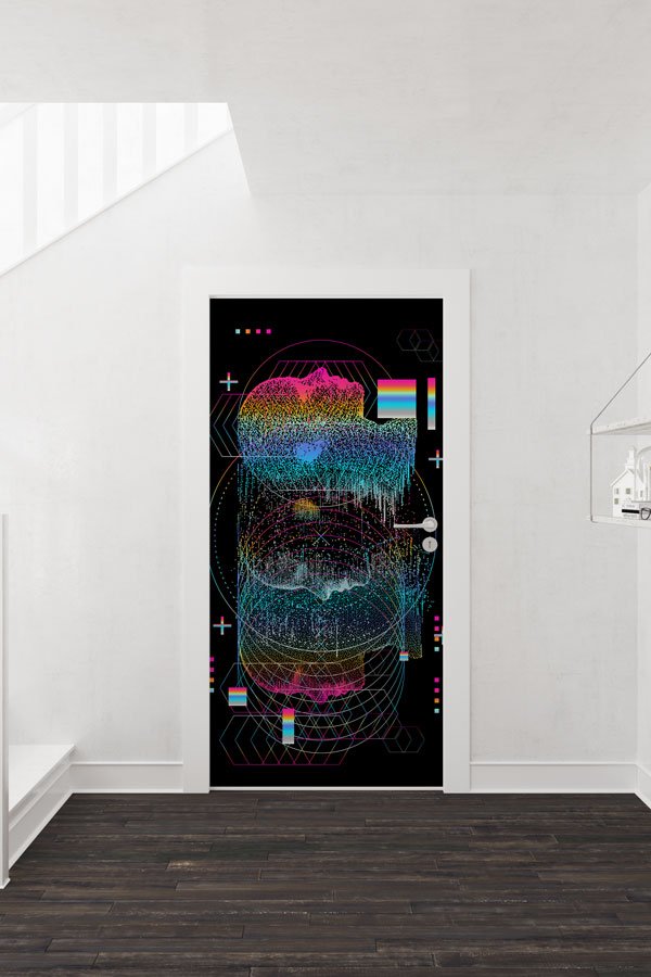 Soyut Dijital Yüz ve Geometrik Ağlar Temalı Matematik/Bilim Sınıf Kapısı 8608