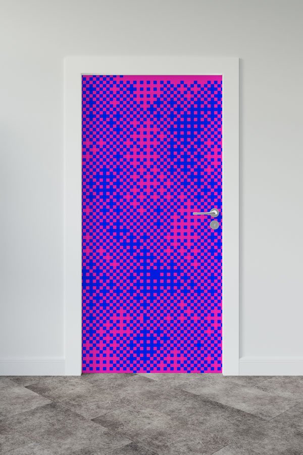 Piksel Desenli Canlı Renkli Matematik Sınıfı Kapı Giydirme 8611