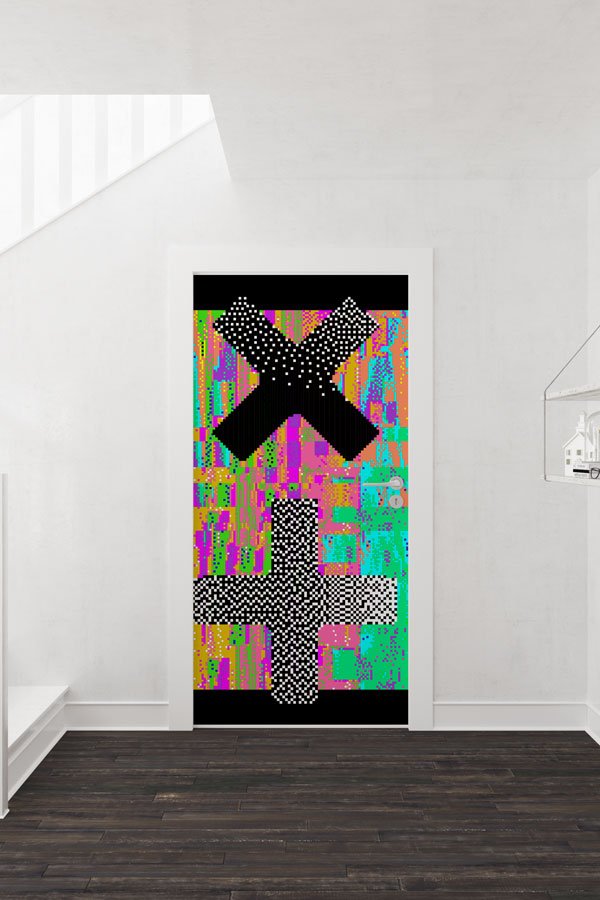 Piksel Hata Glitch Efektli Matematik Sembolleri Kapı Giydirme 8620