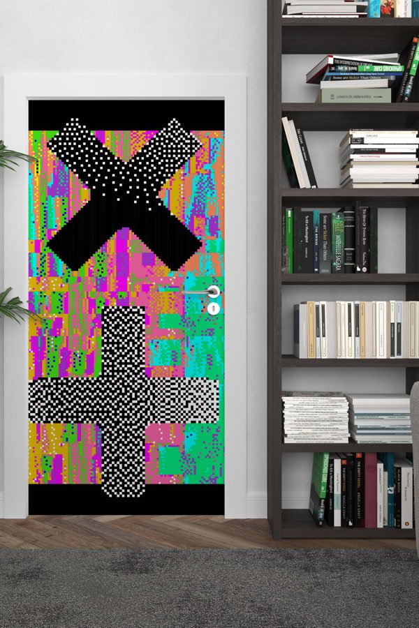 Piksel Hata Glitch Efektli Matematik Sembolleri Kapı Giydirme 8620