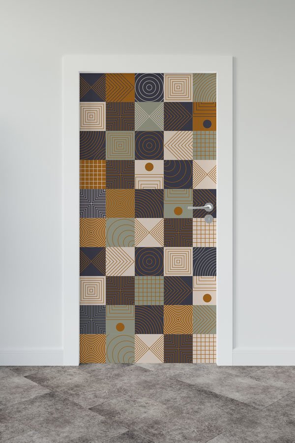 Matematik Kare Desenli Kapı Giydirme 8634