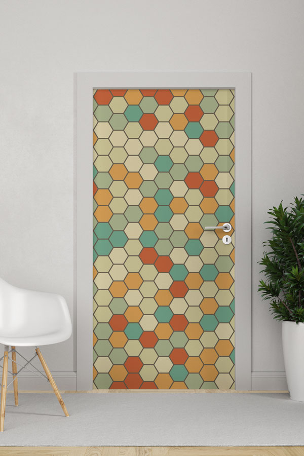 Petek Desenli Matematik Kapı Giydirme 8641