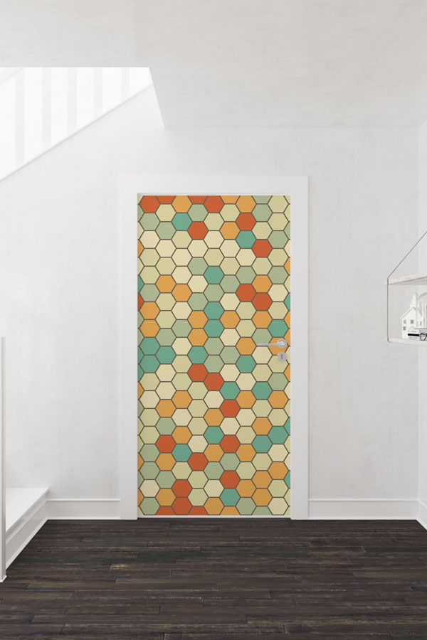 Petek Desenli Matematik Kapı Giydirme 8641