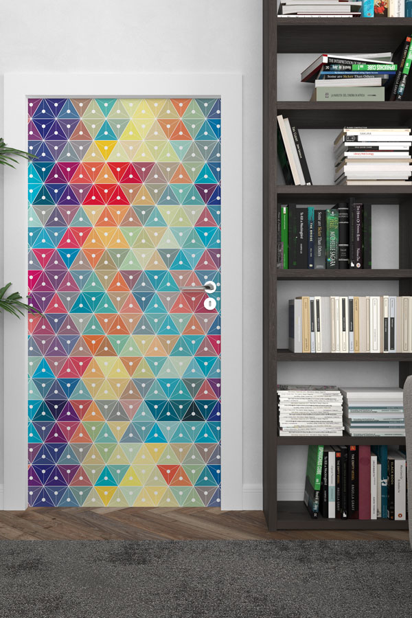 Renkli Üçgen Mozaik Kapı Giydirme 8653