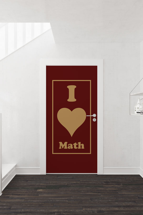 "I Love Math" Temalı Kırmızı Matematik Sınıfı Kapı Giydirme 8574