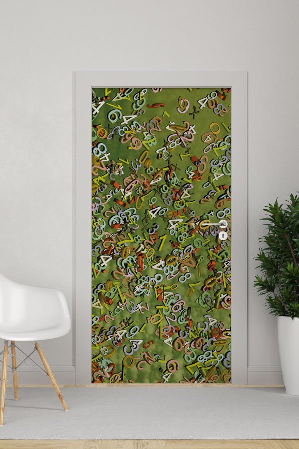 Sayılar ve Rakamlar Desenli Kapı Giydirme 8588