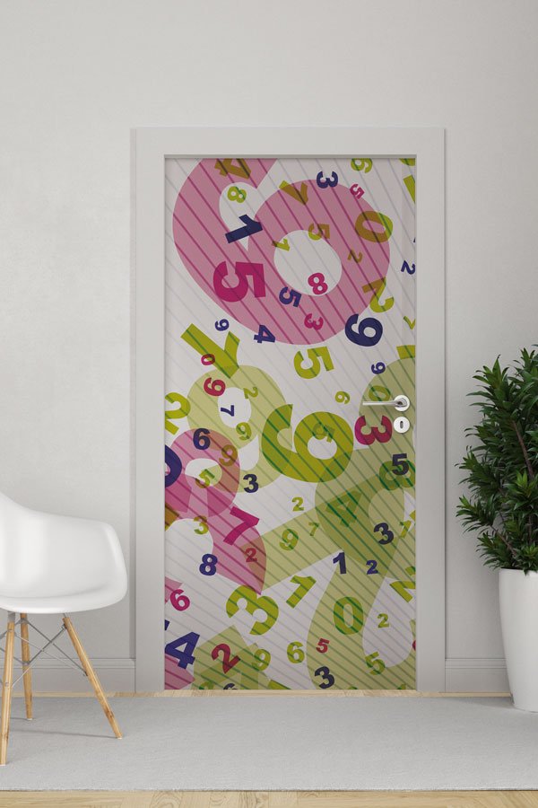 Renkli Rakamlar Kapı Giydirme 8589