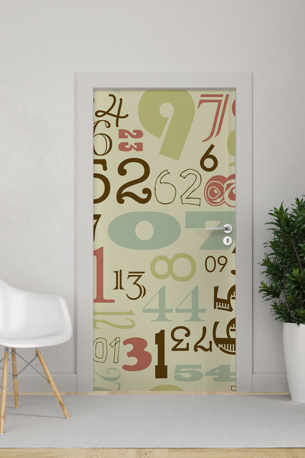 Retro Rakamlar Kapı Giydirme 8598