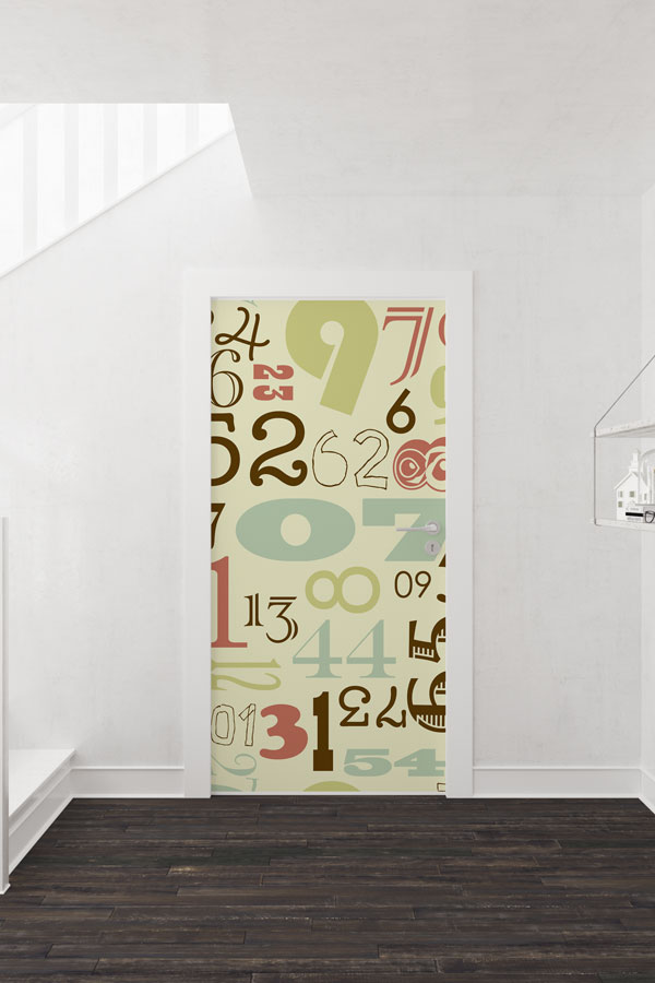 Retro Rakamlar Kapı Giydirme 8598