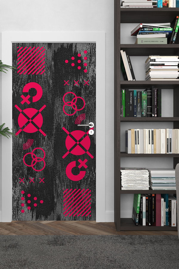 math-class-door-design-8619-02 Soyut Geometrik Şekilli Modern Sınıf Kapı Giydirme 8619