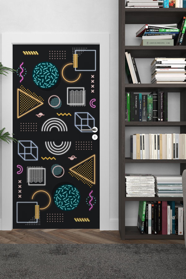 Renkli Geometrik Şekilli Kapı Giydirme 8627