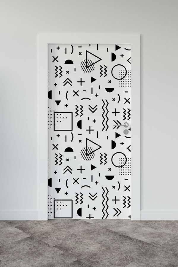 Geometrik Şekilli Okul Kapı Giydirme 8639