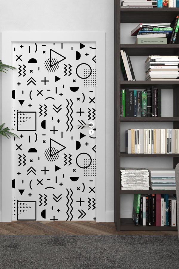 Geometrik Şekilli Okul Kapı Giydirme 8639