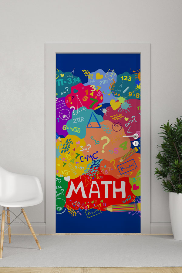 Geometrik Üçgen Desenli Okul Kapı Giydirme 9280