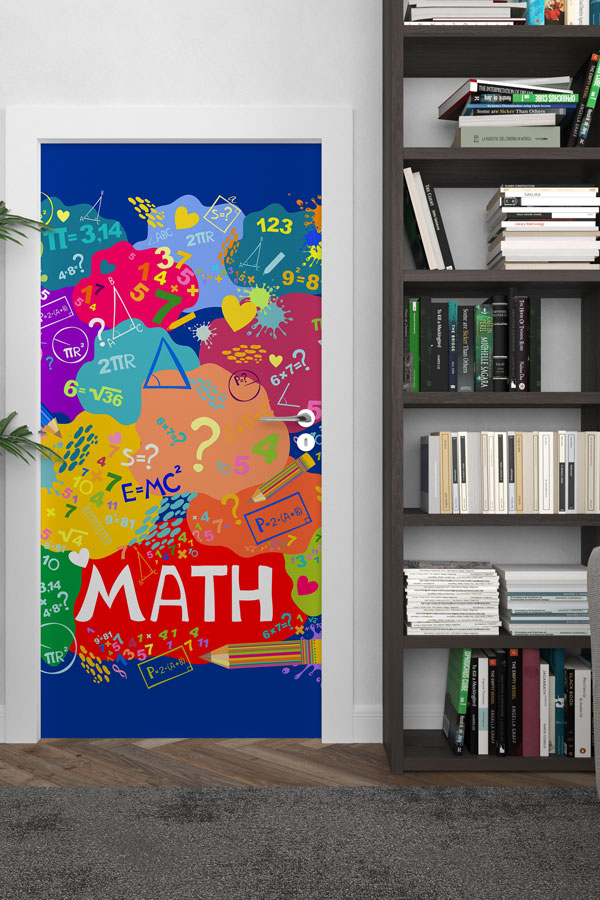 Geometrik Üçgen Desenli Okul Kapı Giydirme 9280