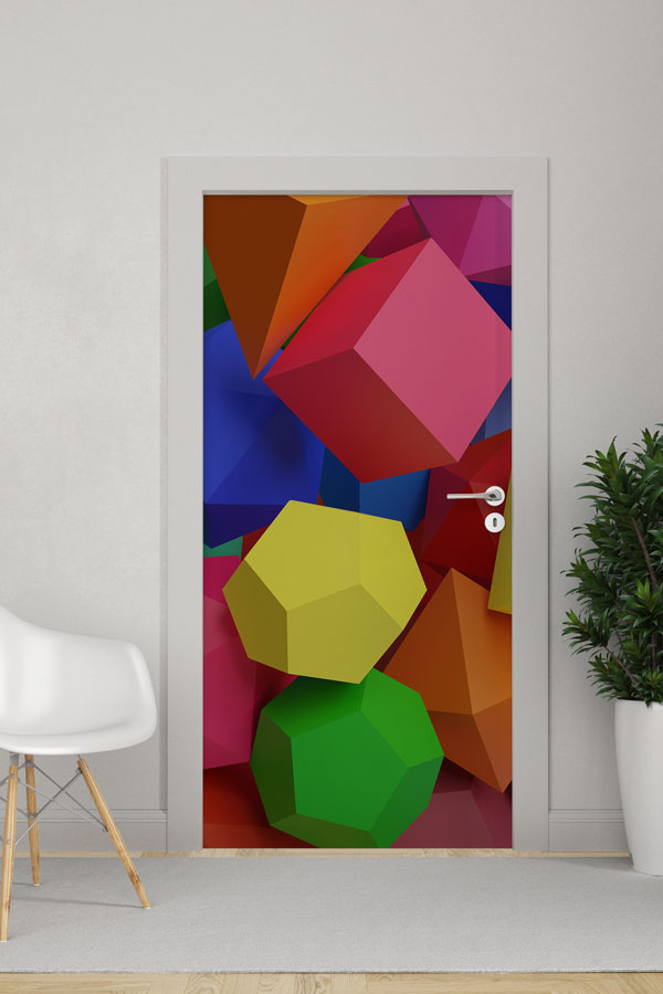 Geometrik Şekiller Temalı Kapı Giydirme 9290