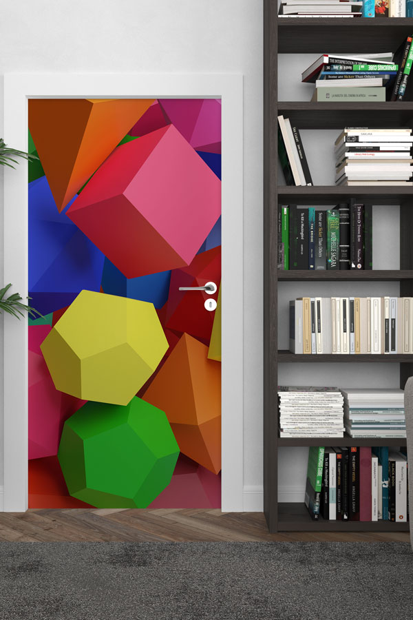 Geometrik Şekiller Temalı Kapı Giydirme 9290