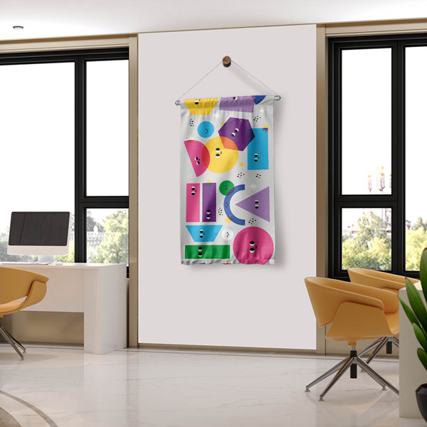 Sevimli Geometrik Şekiller Duvar Flaması 10269