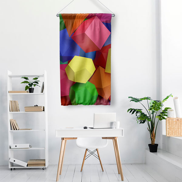 math-class-wall-decor-10271-01 Renkli Geometrik Küpler Duvar Flaması 10271