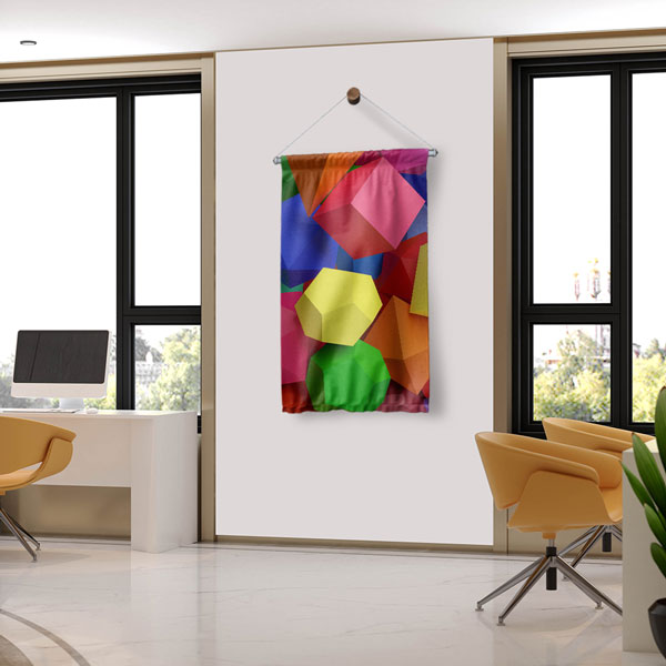 math-class-wall-decor-10271-02 Renkli Geometrik Küpler Duvar Flaması 10271