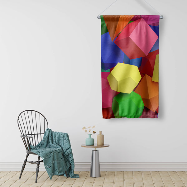 math-class-wall-decor-10271-03 Renkli Geometrik Küpler Duvar Flaması 10271