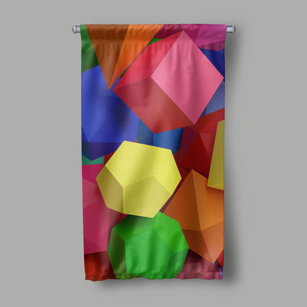 math-class-wall-decor-10271-04 Renkli Geometrik Küpler Duvar Flaması 10271