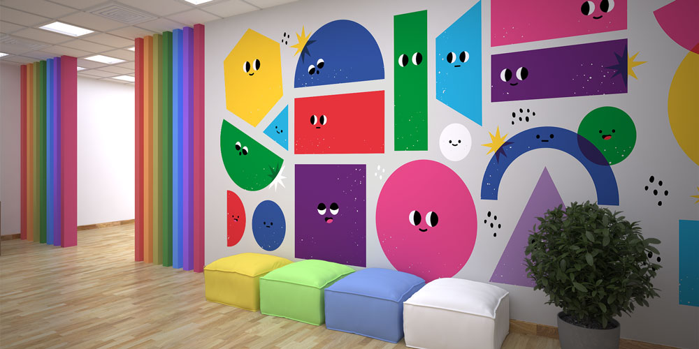 Sevimli Geometrik Şekiller Duvar Kağıdı 10314