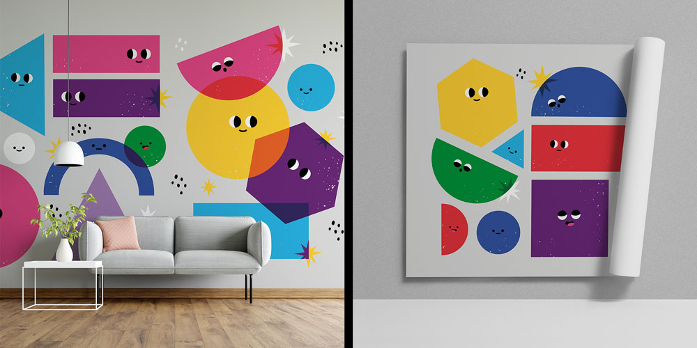 Sevimli Geometrik Şekiller Duvar Kağıdı 10314