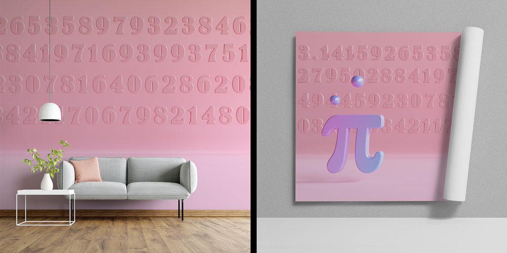 Pi Sayısı ve Rakamlar Desenli Duvar Kağıdı 10317
