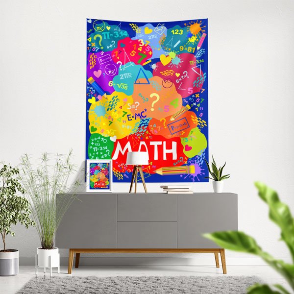 Renkli ve Eğlenceli Matematik Temalı Duvar Örtüsü 10344