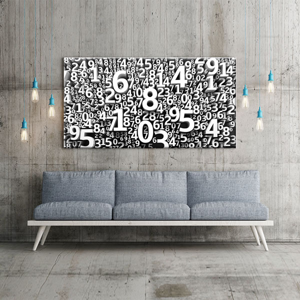 Okul Poster Tablo: Soyut Gri Tonlu 3D Sayılar – 10387