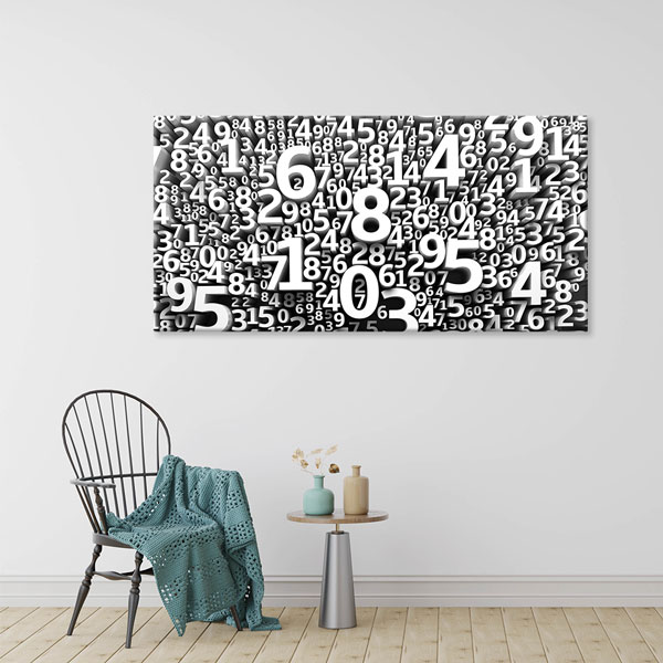 Okul Poster Tablo: Soyut Gri Tonlu 3D Sayılar – 10387