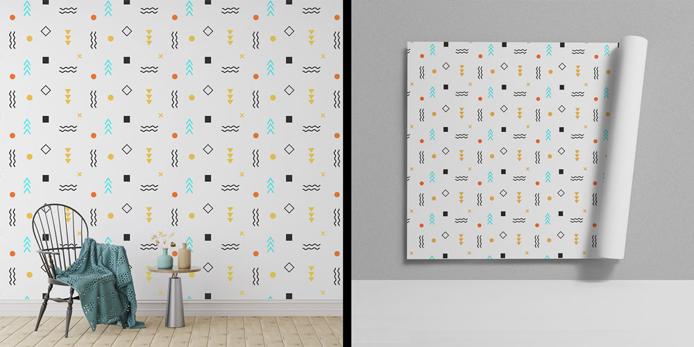 math-class-wall-decor-8005-01 Renkli Soyut Geometrik Desenler Duvar Kağıdı 8005