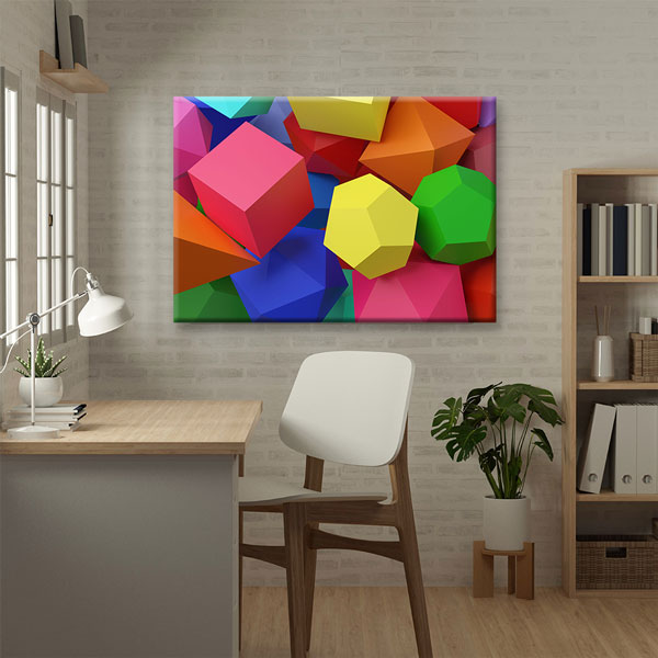 Okul Poster Tablo: Renkli Geometrik Katı Cisimler – 10371
