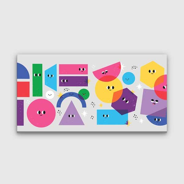 Okul Poster Tablo: Gülen Yüzlü Renkli Geometrik Şekiller – 10386