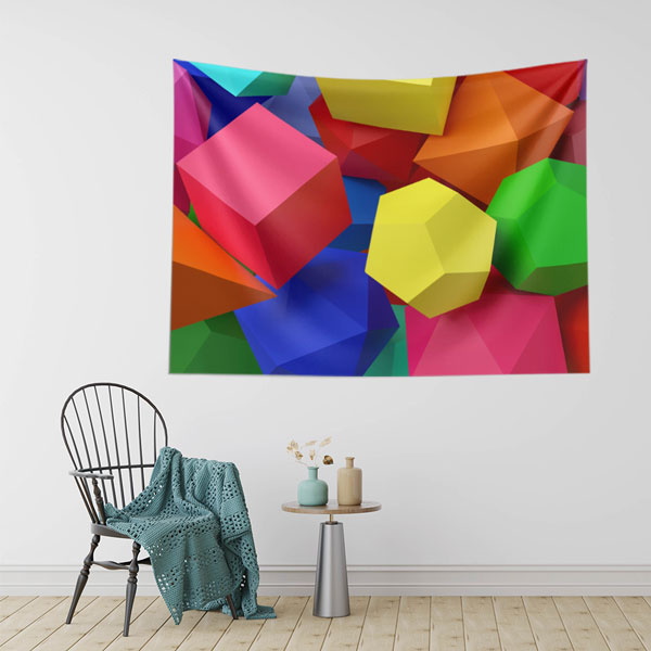 Renkli 3D Geometrik Şekiller Duvar Örtüsü 10343