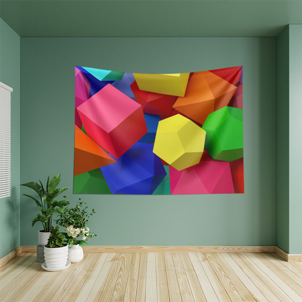 Renkli 3D Geometrik Şekiller Duvar Örtüsü 10343