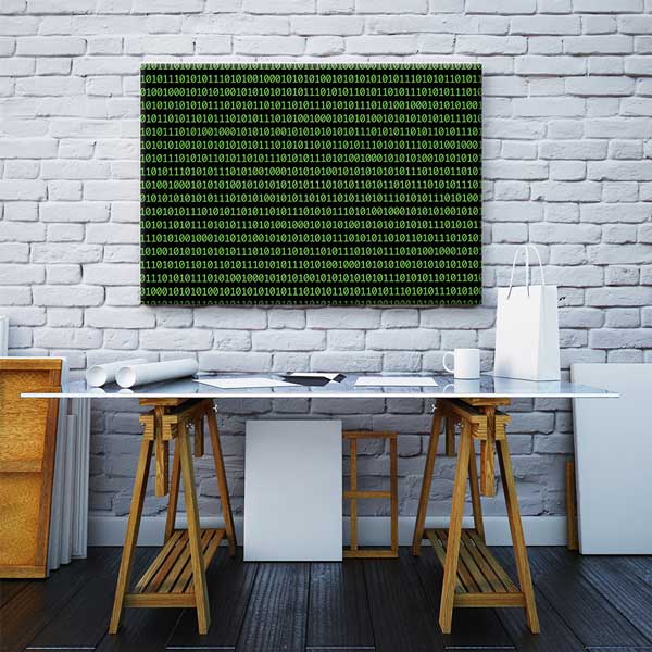 Okul Poster Tablo: Yeşil Binary Kod Desenli – B-322