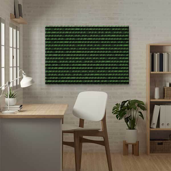 Okul Poster Tablo: Yeşil Binary Kod Desenli – B-322