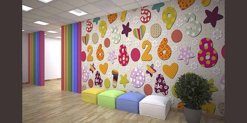 Eğlenceli Desenli Sayılar ve Şekiller Duvar Kağıdı 1088